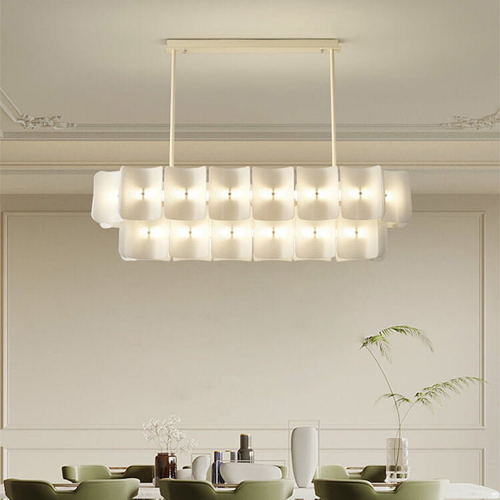 Moderne kreative runde rechteckige Eisen-Aluminium-PMMA-LED-Insel-Licht-Kronleuchter 