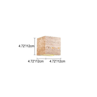 Lámpara Aplique de Pared LED Cuadrada Rectangular Minimalista Moderna de Travertino Amarillo para Patio Exterior 