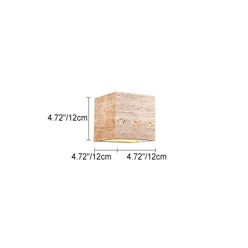 Lámpara Aplique de Pared LED Cuadrada Rectangular Minimalista Moderna de Travertino Amarillo para Patio Exterior 