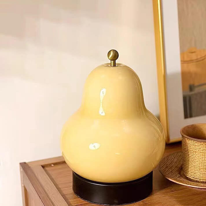 Traditional French Cream Pear Shape LED Rechargeable Touch Table Lamp For Bedroom