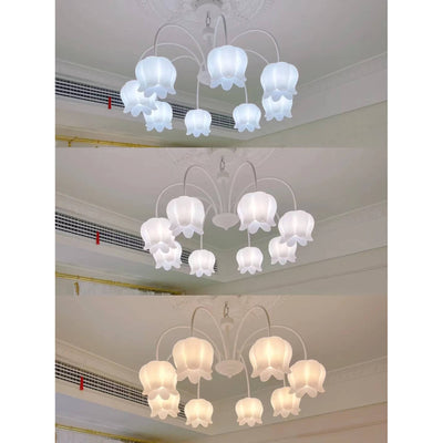 French Cream White Bellflower Acrylic 5/6/8 Light Chandelier