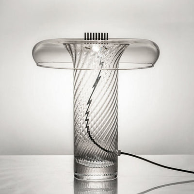 Nordic Luxury Floral Clear Glass Column LED Table Lamp