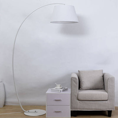 European Minimalist Solid Color Fishing Iron Fabric 1-Light Standing Floor Lamp