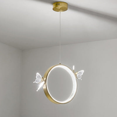 Moderne dekorative LED-Pendelleuchte aus rundem Acryl-Schmetterling aus Messing