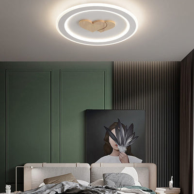 Moderne einfache Deckenleuchte mit LED und massivem Holzdesign 