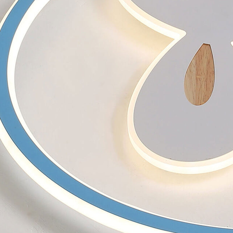 Childlike Modern Simple Cartoon Rabbit Design LED Flush Mount Light