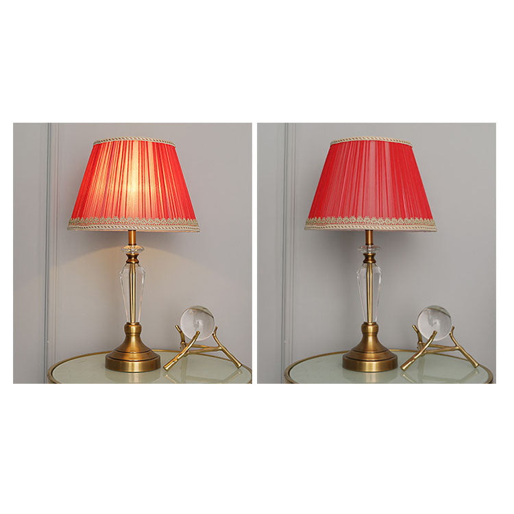 Lampe de table européenne minimaliste en tissu cristal à 1 lumière 