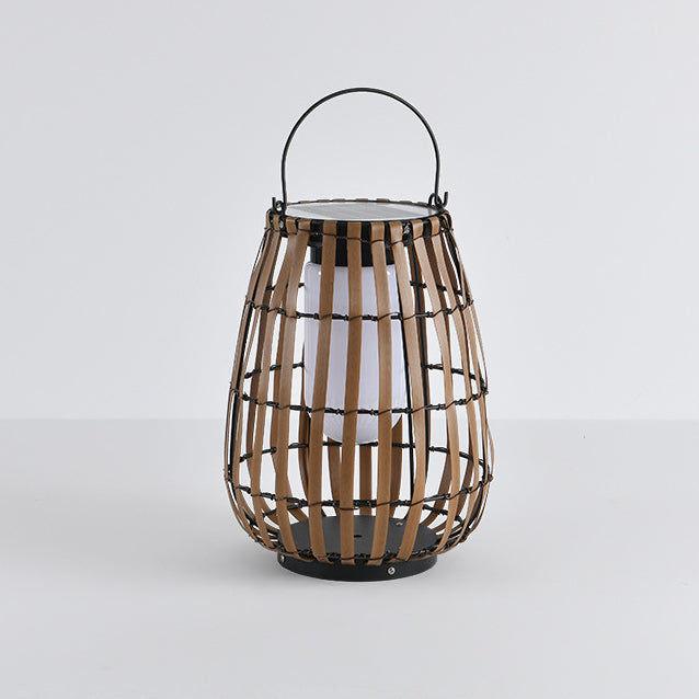 Zeitgenössische Retro Imitation Rattan Weben Käfig Wasserdichte LED Rasen Landschaft Licht Für Garten 