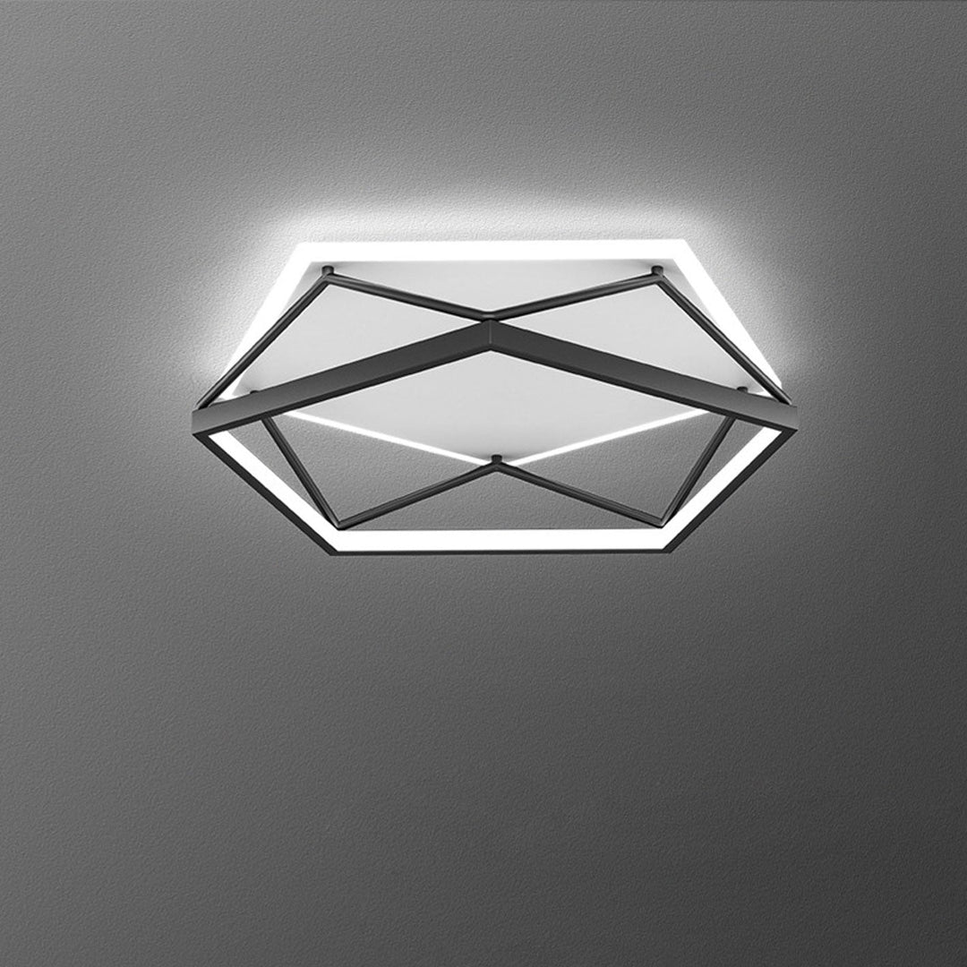 Luz de techo LED montada al ras con diseño geométrico cuadrado minimalista moderno de hierro y acrílico 