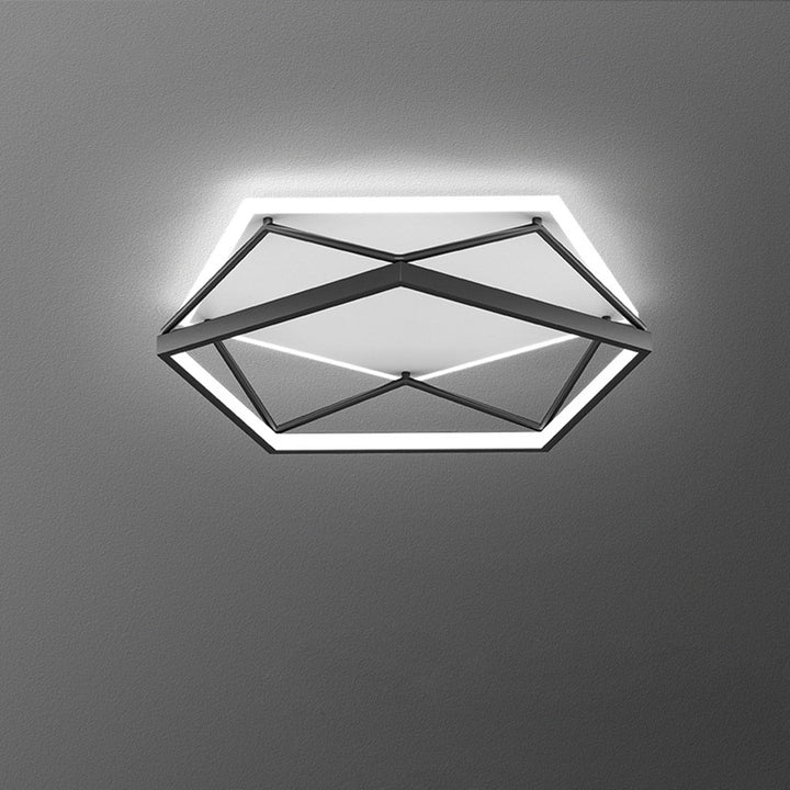Luz de techo LED montada al ras con diseño geométrico cuadrado minimalista moderno de hierro y acrílico 
