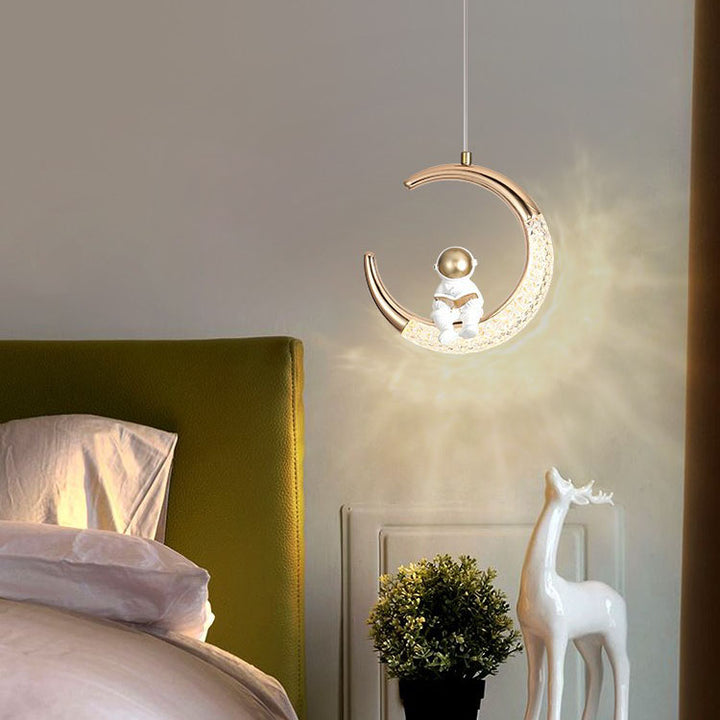Lampe suspendue moderne et créative pour enfants, astronaute, lune, LED 