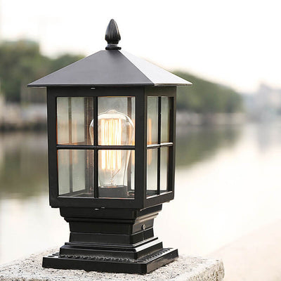 European Outdoor Column Lantern Waterproof  Rustproof 1-Light Patio Light