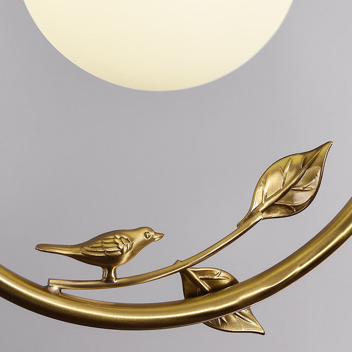 Lámpara colgante contemporánea nórdica de cobre y cristal circular de 1 luz para sala de estar y dormitorio 