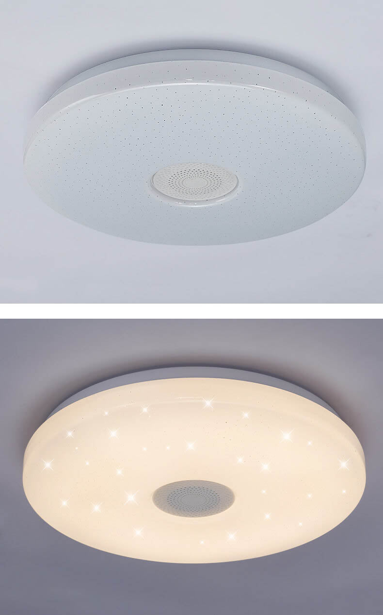 Smart Dimmable LED Remote Control Bluetooth Music Speaker Flush Mount Ceiling Light