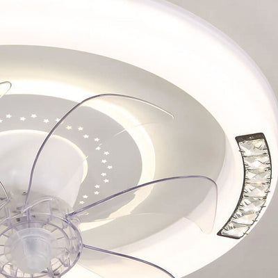 Modern Minimalist Acrylic Round Intelligent LED Flush Mount Ceiling Fan Light