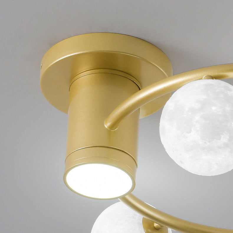 Nordic Planet 3D Printed Moon 5-Light Semi-Flush Mount Ceiling Light