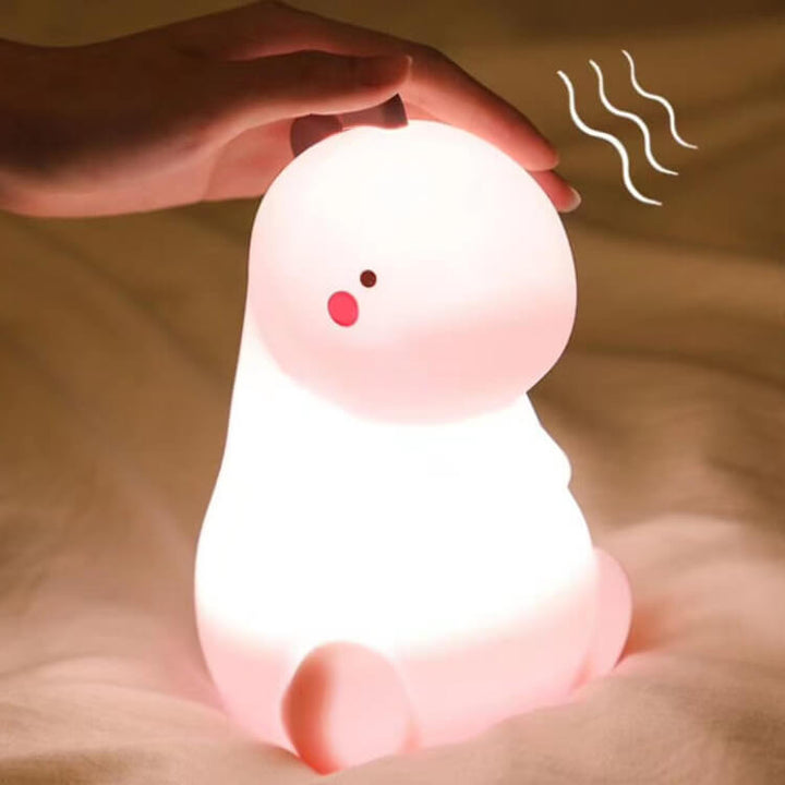 Moderna lámpara de mesa de dinosaurio de dibujos animados de silicona ABS USB LED 