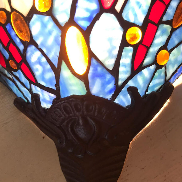 Europäische Tiffany Libelle Buntglas 1-Licht Wandleuchte 