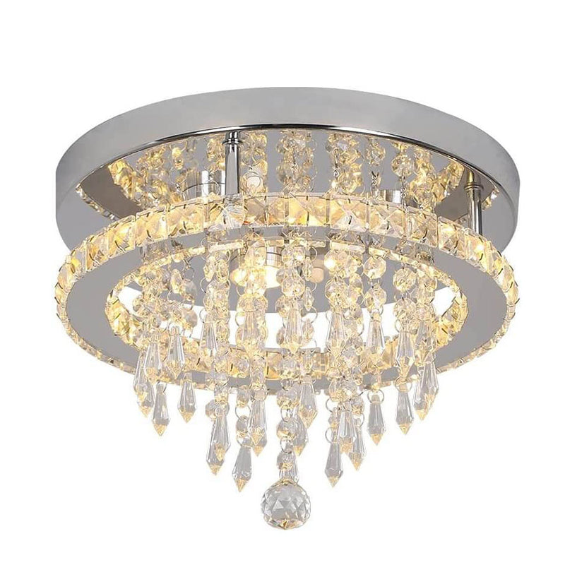 Modern Light Luxury Round Crystal LED Flush Mount Ceiling Light