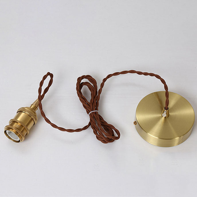 Japanese Minimalist Ceramic Pleated Jar Brass 1-Light Pendant Light