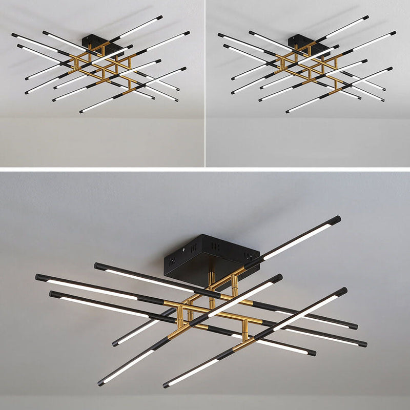 Nordic Creative Iron Geometric Line Combination LED Semi-Flush Mount Ceiling Light