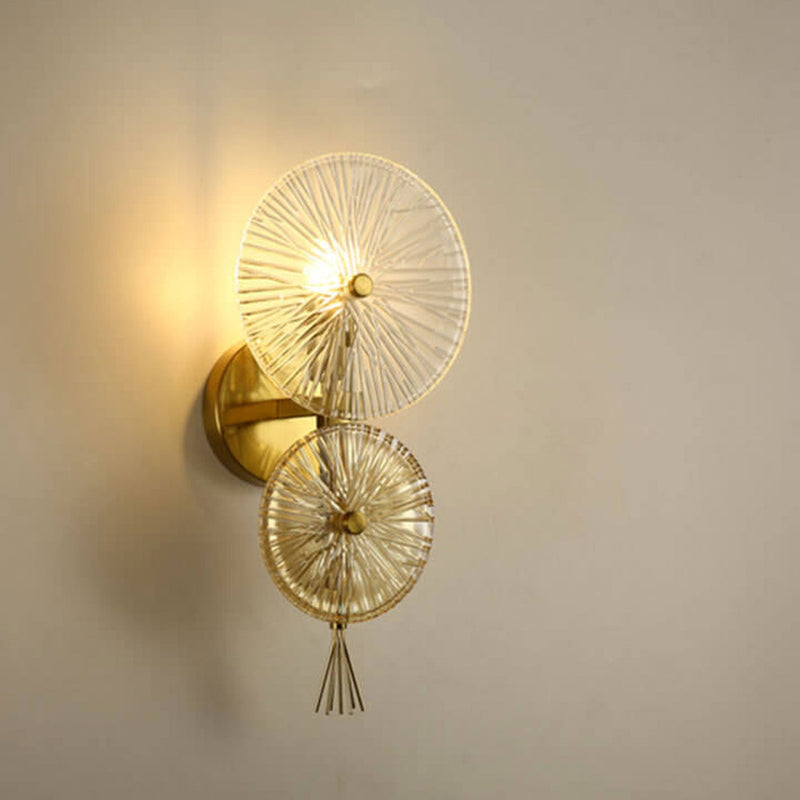 Moderne Luxus Doppelrunde LED-Wandleuchte aus Glas 