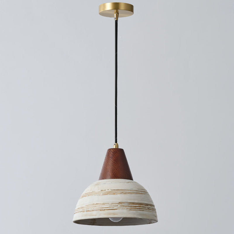 Nordische japanische Walnuss-Keramik-Kuppel-1-Licht-Pendelleuchte 