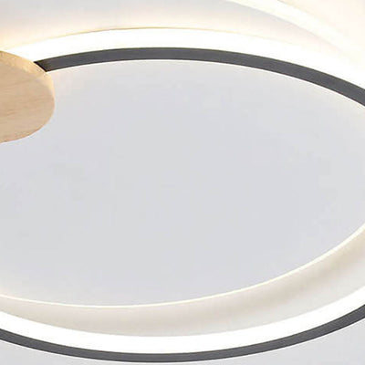 Scandinavian Minimalist Metal Wood Round LED Flush Mount Ceiling Light