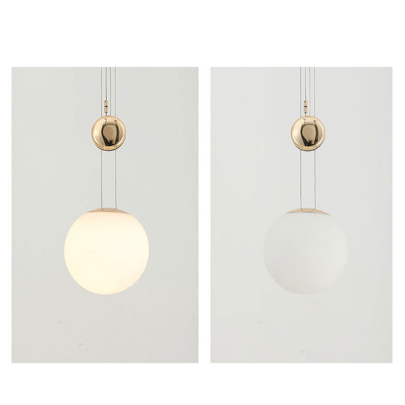 Nordic Light Luxury Hardware Glass Round Flat LED Pendant Light