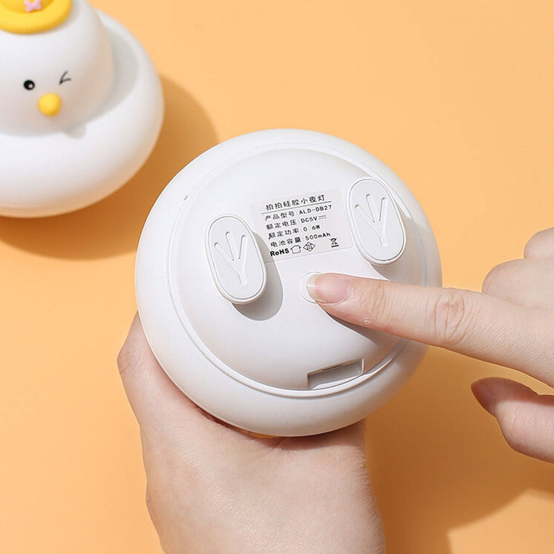 Lampe de table LED drôle en silicone Petit mignon poulet Pat veilleuse 