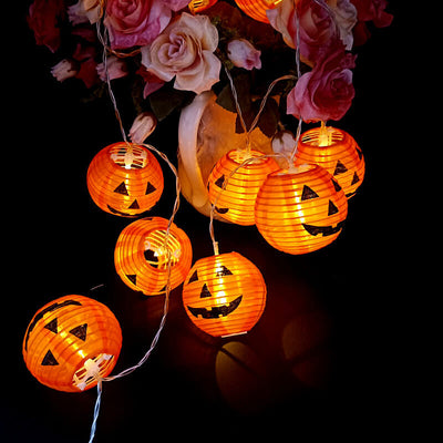 Lanterne Citrouille d'Halloween Guirlande Lumineuse LED Décorative Étanche pour Extérieur 