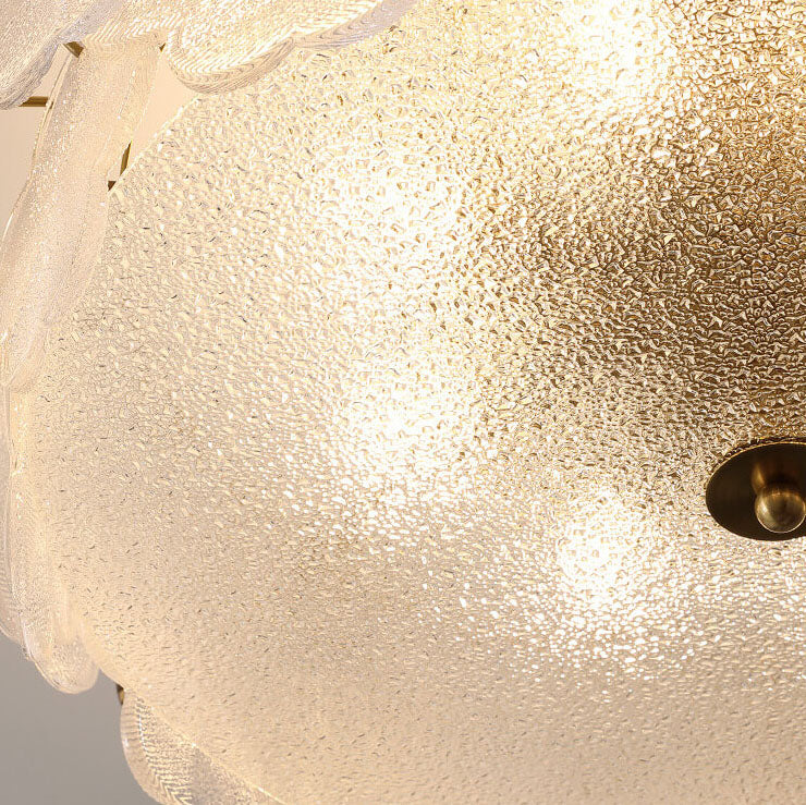 Traditional French Floral Glass Round Hardware 5/8 Light Semi-Flush Mount Ceiling Light for Living Room