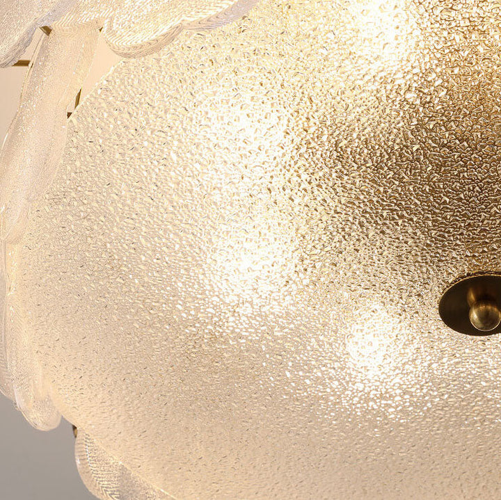 Traditional French Floral Glass Round Hardware 5/8 Light Semi-Flush Mount Ceiling Light for Living Room