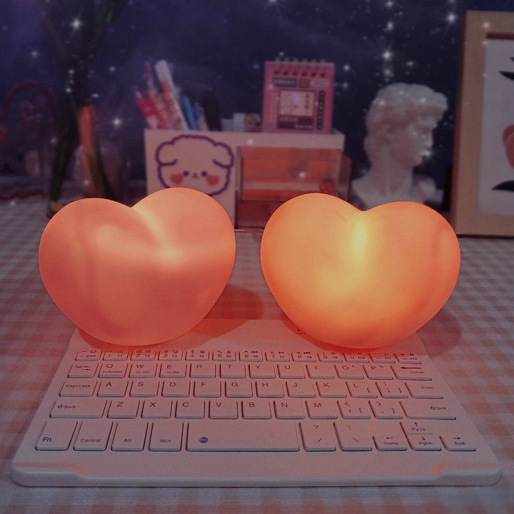 Contemporary Creative Rubber Coating Heart LED Night Light Table Lamp For Bedroom