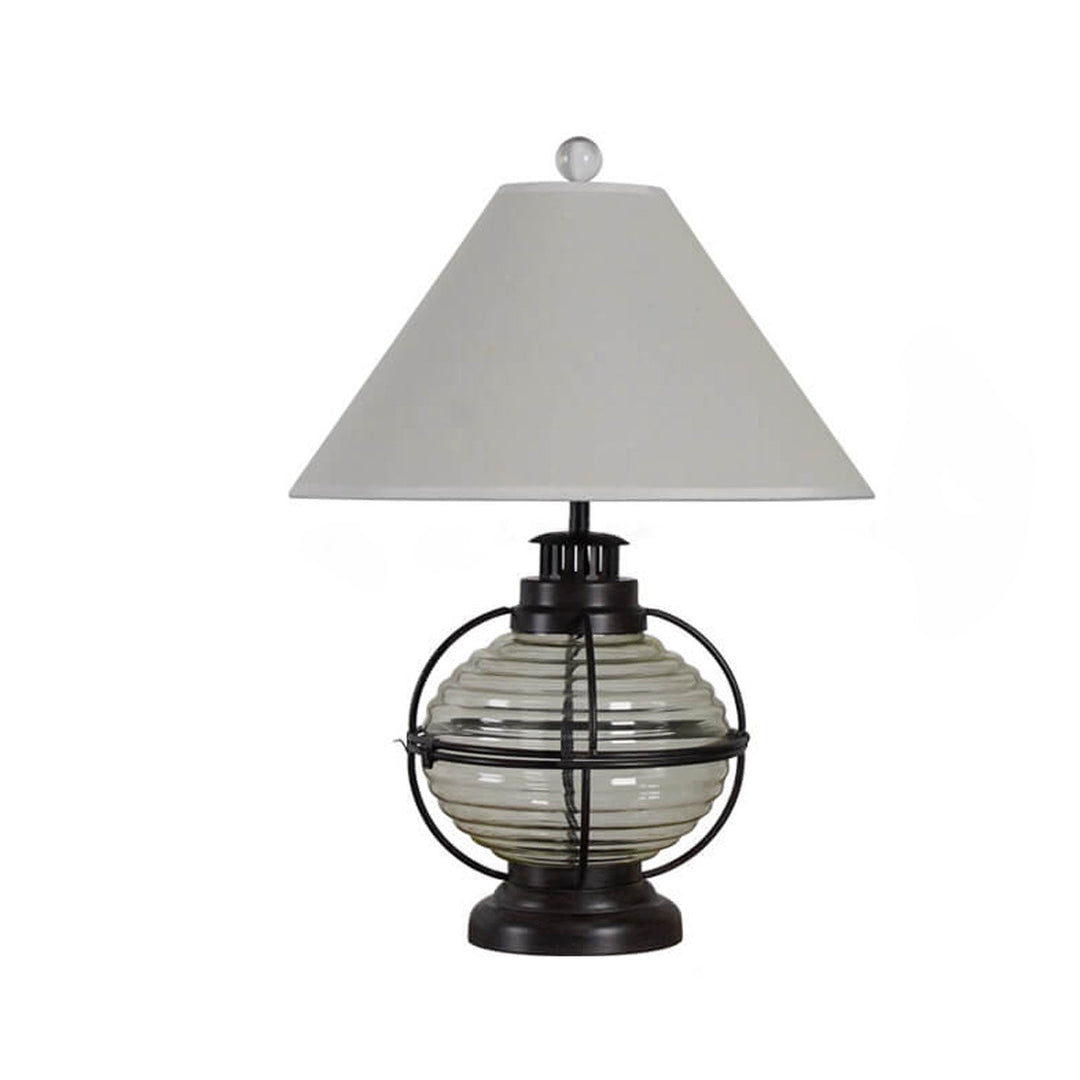 Lampe de table 1 lumière en tissu design cheval en fer et verre vintage 