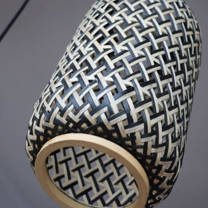 Lámpara colgante lineal de 3 luces con columna de bambú y hierro, estilo moderno minimalista, para comedor 