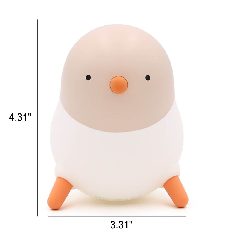 Lampe de table LED avec veilleuse en silicone créative en forme de poussin de dessin animé 
