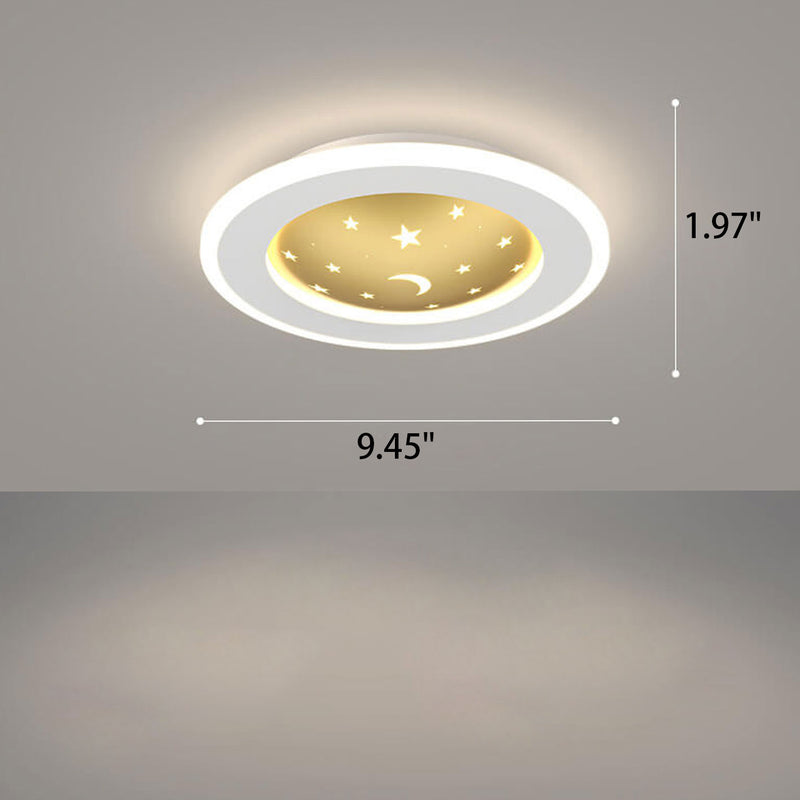 Nordische, minimalistische, quadratische, runde, schmiedeeiserne LED-Deckenleuchte mit Sternenhimmel aus Aluminium