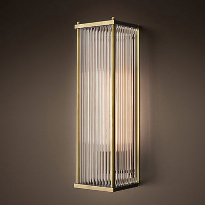 Modern Light Luxury Rectangular Hardware Glass 1-Light Wall Sconce Lamp