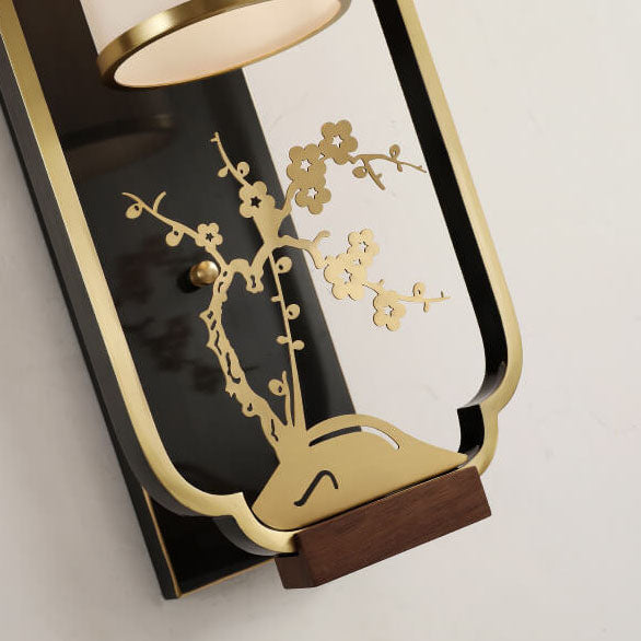 Moderne neue chinesische Kupferglas-Säulenring-Wandleuchte mit 1 Licht 