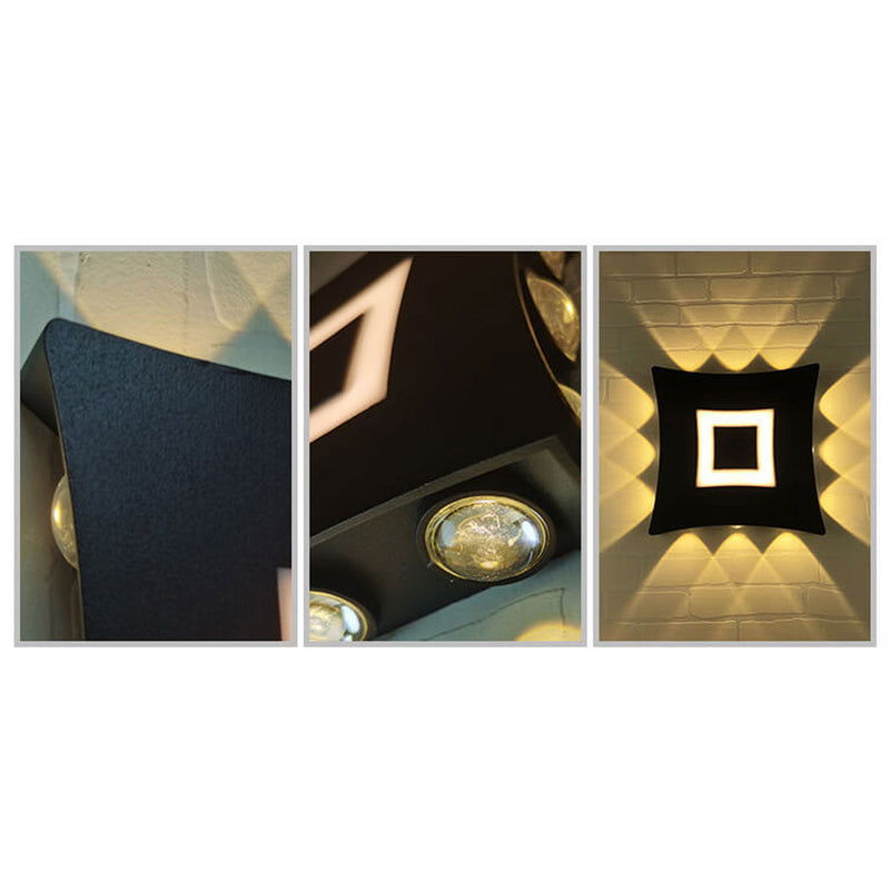 Lampe murale LED extérieure lumineuse carrée moderne et créative pour jardin 