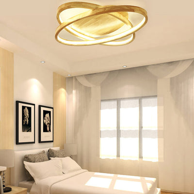 Modern Nordic Wooden Oval LED Flush Mount Light