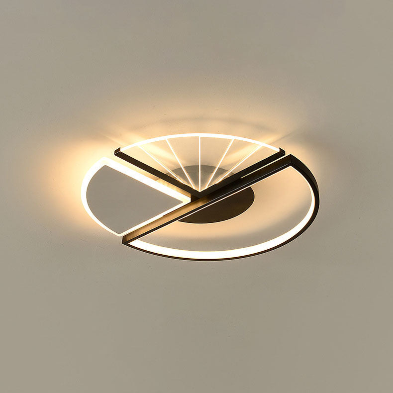 Moderne minimalistische geometrische Formen Schwarz Weiß Eisen LED Deckenleuchte 