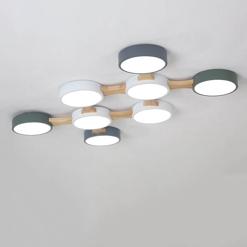 Modern Macaron Circle 3/4/5/8 Light LED Flush Mount Ceiling Light