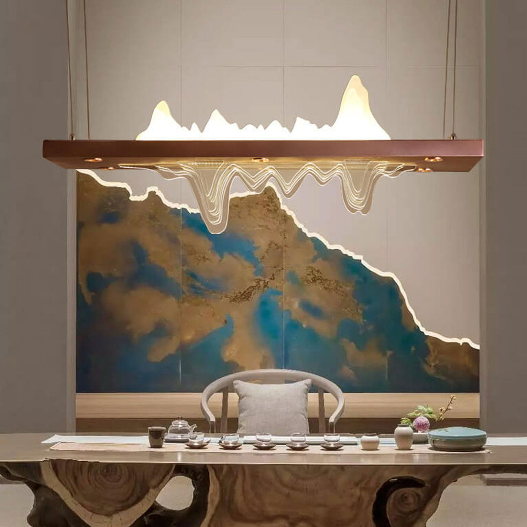 Moderne Chinesische Acryl-Landschaftsdesign Insel Licht Zen LED Kronleuchter 