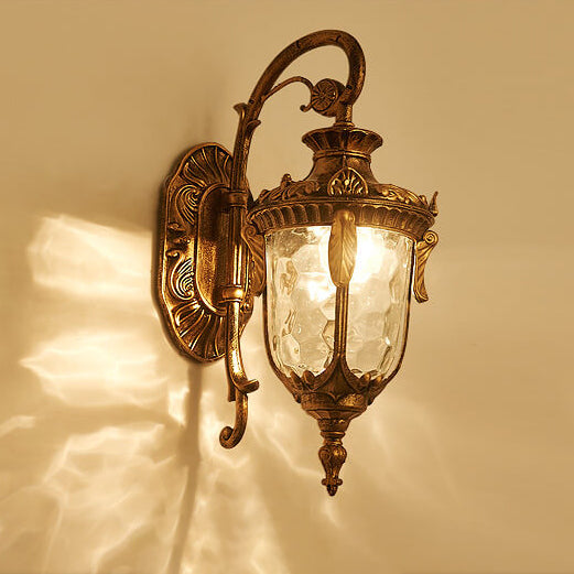 Farol europeo de lujo para exteriores impermeable con aplique de pared de 1 luz 