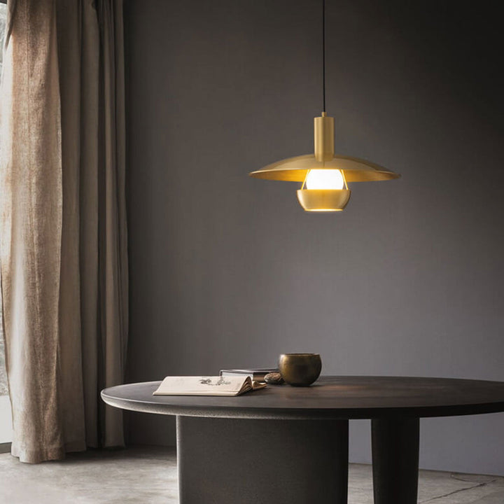 Modern Minimalist All Copper Flying Saucer Design 1-Light Pendant Light For Living Room &amp; Dining Room