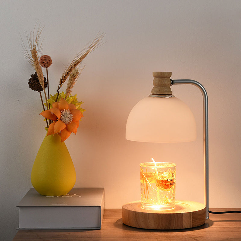 Lampe de table à cire fondue à 2 lumières avec dôme en verre simple 