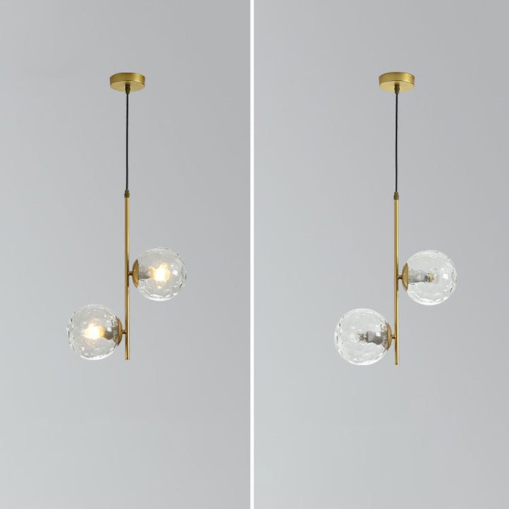 Moderner minimalistischer 2-flammiger Kronleuchter mit rundem Glaskugel- und Astdesign aus Eisen für das Wohnzimmer 