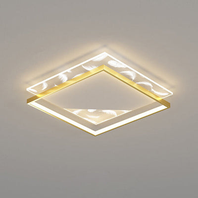 Modern Acrylic Light Luxury Square Feather Design LED Flush Mount Light